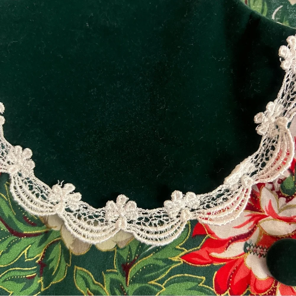 Vintage Bonnie Jean Girls Size 14 Dress  Holiday With Velvet Peter Pan Collar - Picture 3 of 7